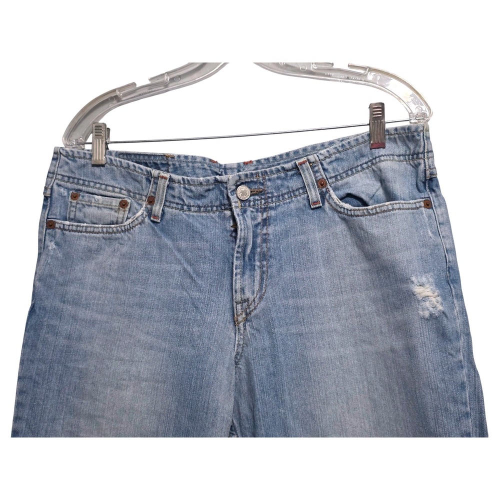 Lucky Brand Blue Jeans Womens 14/32 Light Wash Distressed Cropped Capri Wide Leg - Picture 2 of 11